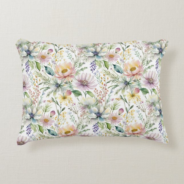 Almofada Decorativa Lindo padrão floral pastel (Frente)