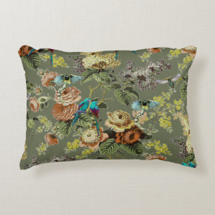 Almofada Decorativa Lindo pássaro exótico, pântano verde