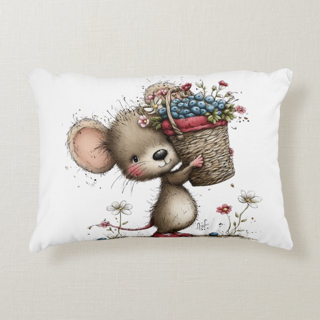 Almofada Decorativa Lindo Ratinho de Mirtilo (Frente)