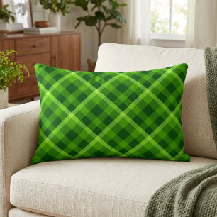 Almofada Decorativa Lindo Travesseiro de Acento Xadrez Verde