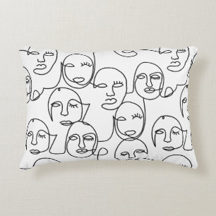 Almofada Decorativa Linhas Abstrato modernas enfrentam arte contínua d
