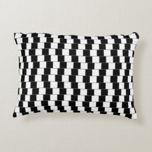 Almofada Decorativa Linhas de ilusão óptica quadradas pretas