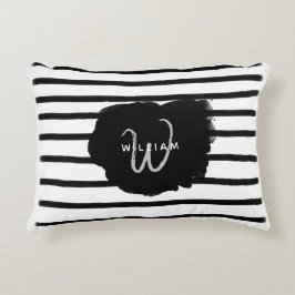 Almofada Decorativa Linhas Desenhadas da Mão Preta e Branco