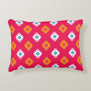 Almofada Decorativa Linhas Tribais Geométricas Neon Ethnic Coral