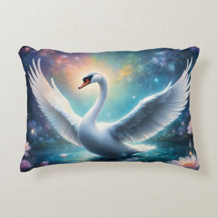 Almofada Decorativa Lírios de água do lago de meia-noite com fantasia