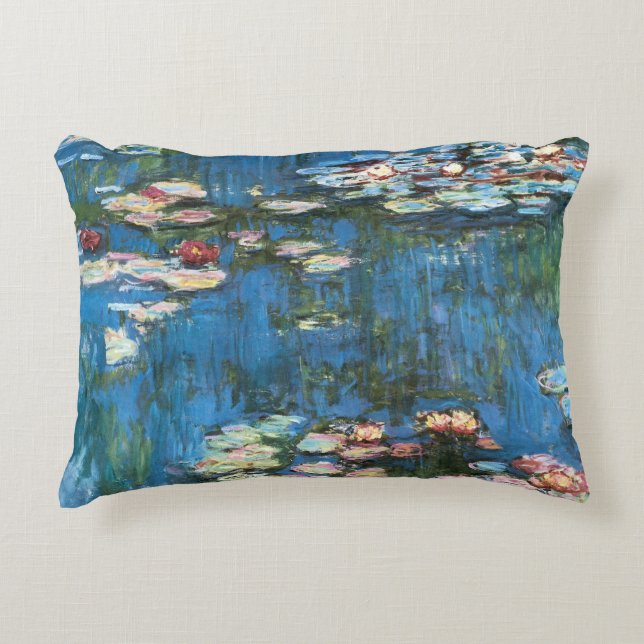 Almofada Decorativa Lírios de Claude Monet, Impressionismo venenoso (Frente)