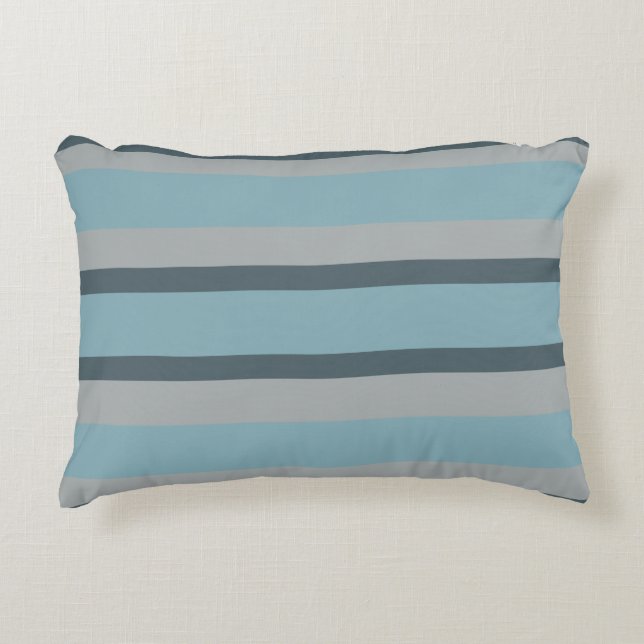 Almofada Decorativa Listrado azul e cinza (Frente)