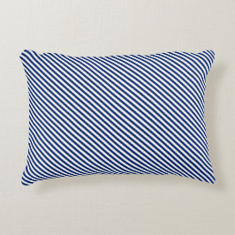 Almofada Decorativa Listras Anguladas em Azul Marinho e Branco