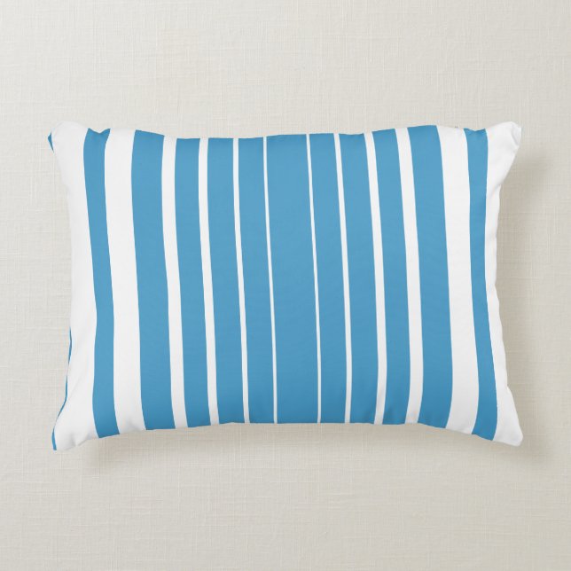 Almofada Decorativa Listras Azul Branco Vertical (Frente)
