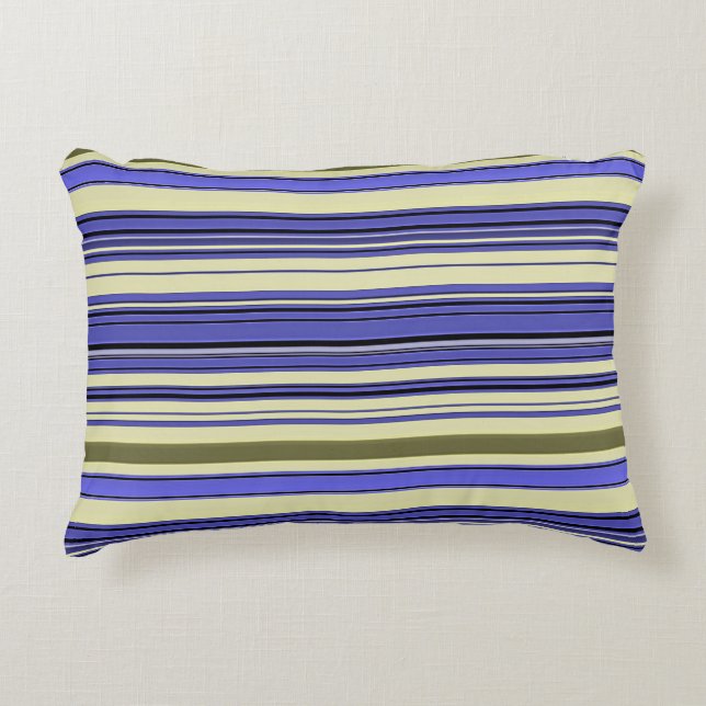 Almofada Decorativa Listras - Azul Roxo Amarelo Verde (Frente)
