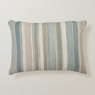 Almofada Decorativa Listras de Bege Sage Azul Desbotado e Verde Água