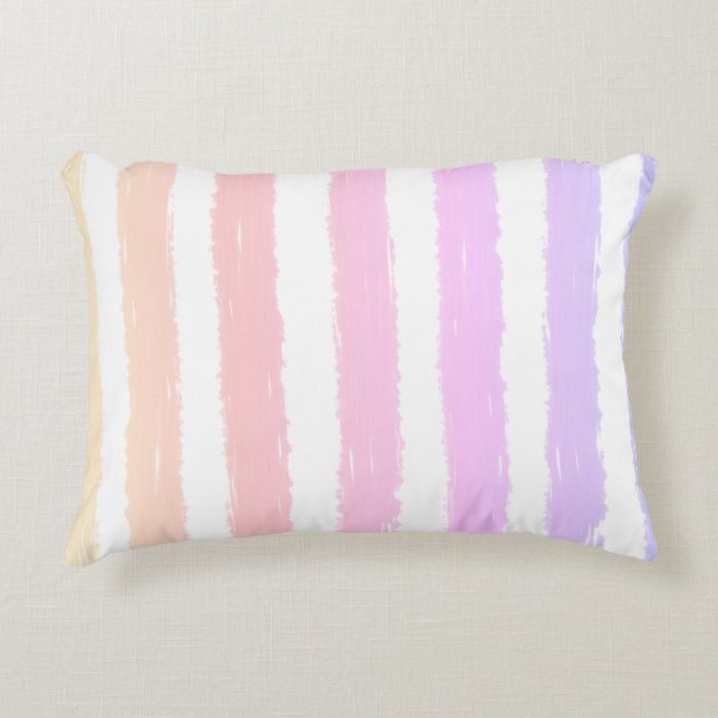 Almofada Decorativa Listras de Verão Rosa Bege Roxo (Frente)