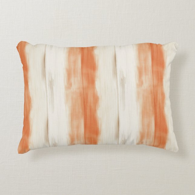 Almofada Decorativa Listras Laranja Pêssego Creme   (Frente)