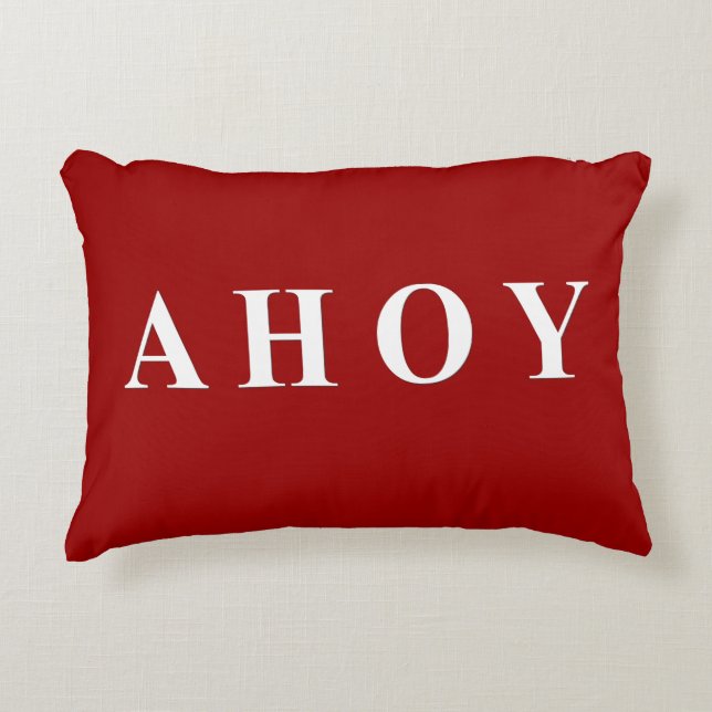 Almofada Decorativa Listras náuticas brancas vermelhas da navigação (Frente)
