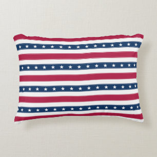 Almofada Decorativa Listras Patrióticas com Estrelas (horizontais)