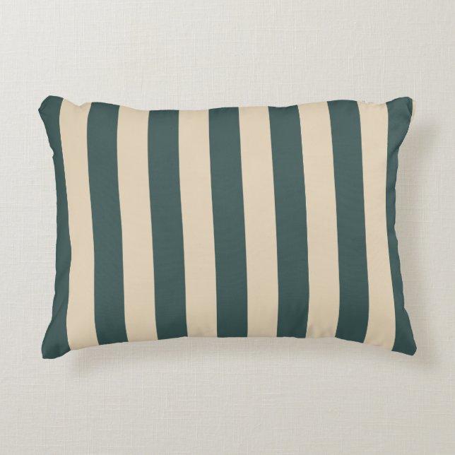 Almofada Decorativa Listras Verticais Verdes e Creme (Frente)
