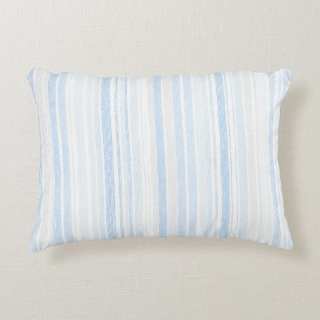Almofada Decorativa Listras Xadrez Brancas Azul Claro  (Frente)