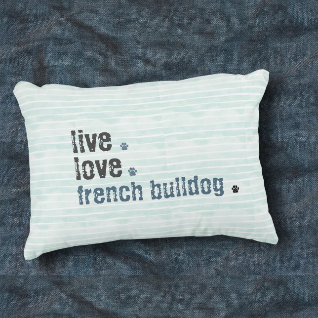 Almofada Decorativa Live Love French Bulldog Frenchie (French Bulldog lovers, this throw pillow is perfect to show off your favorite pup!)