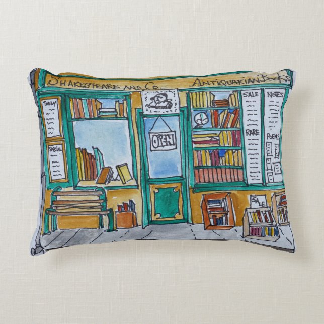 Almofada Decorativa Livraria Shakespeare & Co. | Seine, Paris (Frente)