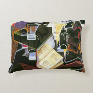 Almofada Decorativa Livro, Cano e Óculos, Juan Gris, Cubismo Vintage