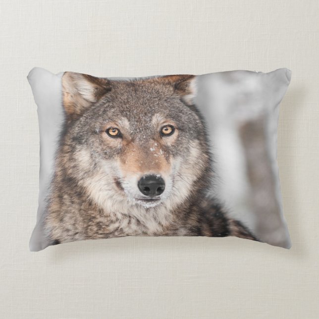 Almofada Decorativa Lobo cinzento (lúpus de Canis) com uma parte (Frente)