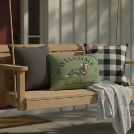 Almofada Decorativa Longhair Dachshund Nome da Família Personalizada B