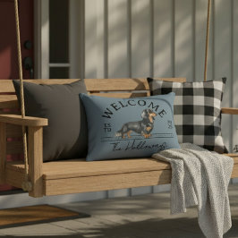 Almofada Decorativa Longhair Dachshund Nome da Família Personalizada B