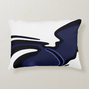 Almofada Decorativa Lua azul: Abstrato azul, branco e preto
