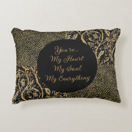 Almofada Decorativa Luxo, Dia dos Namorados,Flores Preto Dourado ,Pixe