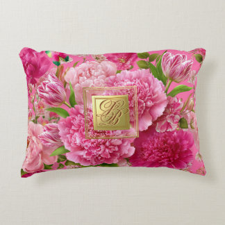Almofada Decorativa Luxo Rosa Floral Jardim Monograma