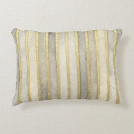 Almofada Decorativa Luxurious, Gold Beigi Grey Stripes,Elegant, Modern