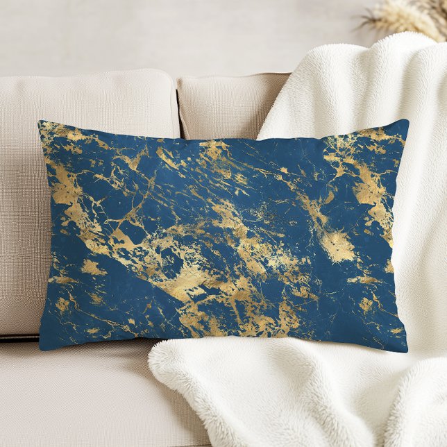 Almofada Decorativa Luxury Blue Gold Marble (Criador carregado)