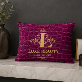 Almofada Decorativa Luxury Crocodile Leather Monogram Gold Initial