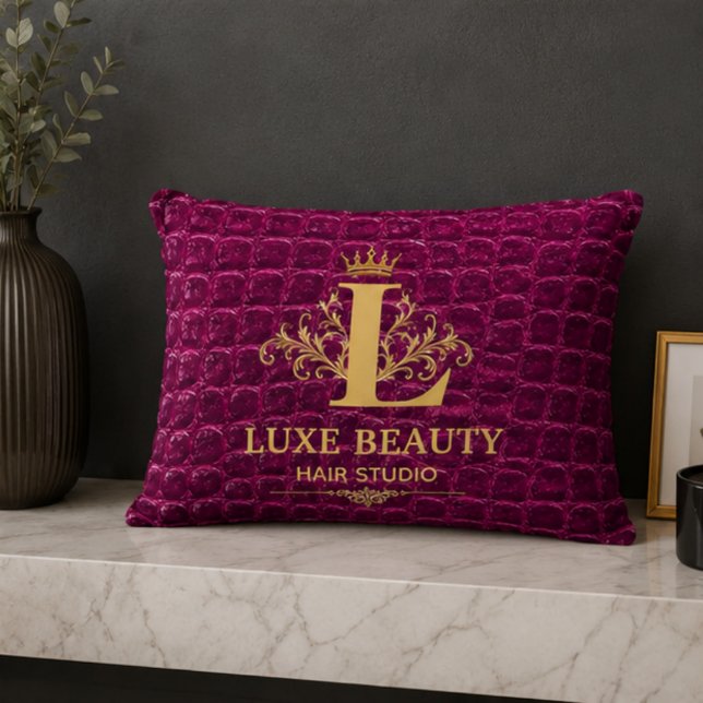 Almofada Decorativa Luxury Crocodile Leather Monogram Gold Initial  (Criador carregado)