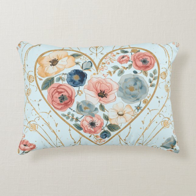 Almofada Decorativa Luxury, Valentine's Day, Flowers of My Heart (Frente)
