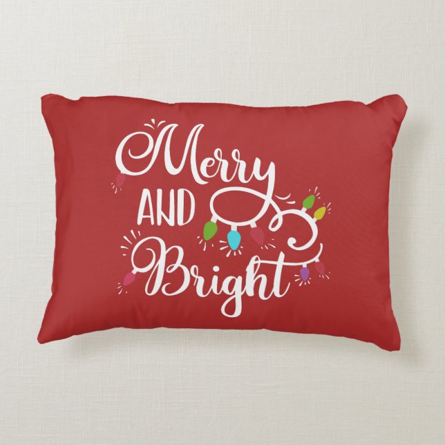 Almofada Decorativa luzes de Natal alegres e brilhantes (Verso)