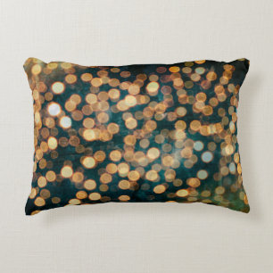 Almofada Decorativa luzes no fundo abstratas, fundo, preto, desfocado