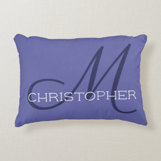 Almofada Decorativa M Inicial Nome Elegante Azul Periwinkle Moderno