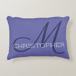 Almofada Decorativa M Nome Elegante inicial Periwinkle Blue Na moda