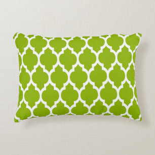 Almofada Decorativa Maçã Verde Branco Padrão Quatrefoil Marroquino #4