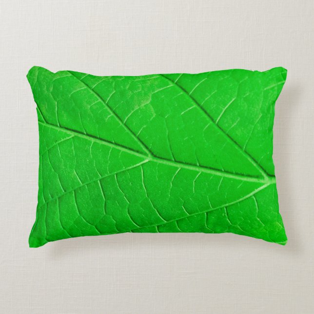 Almofada Decorativa Macro green leaf ecology plant background (Frente)