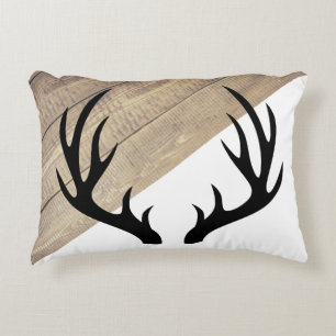 Almofada Decorativa Madeira rústica moderna do celeiro & Antlers