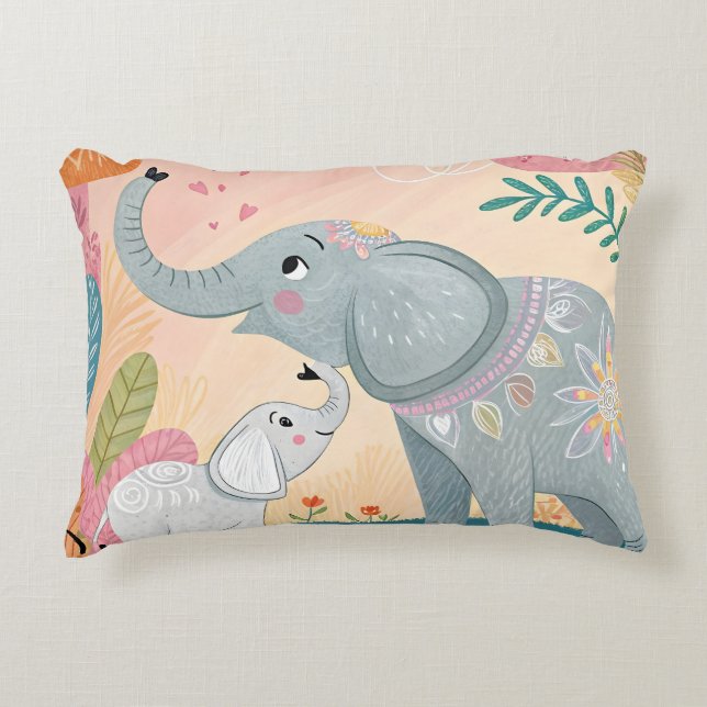 Almofada Decorativa Mãe e Bebê Elefante (Frente)