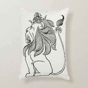 Almofada Decorativa Mágico Vintage de Oz, Leão Covarde com Coroa