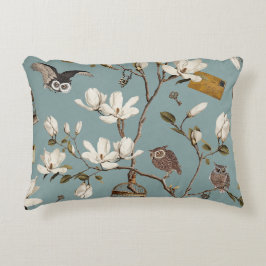 Almofada Decorativa Magnolia Grove with Owls in Duck egg blue