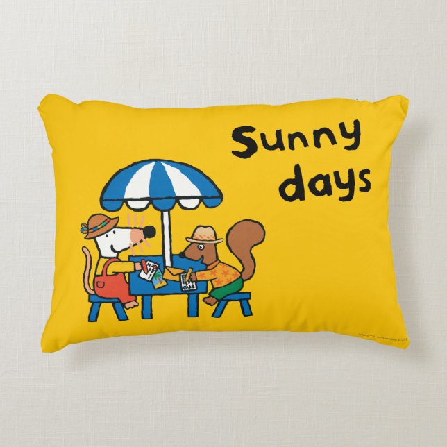 Almofada Decorativa Maisy escreve cartão sob o guarda-chuva azul (Frente)