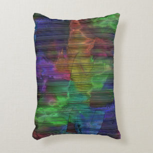 Almofada Decorativa Manchas coloridas em linhas de faixas deformadas 