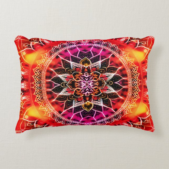 Almofada Decorativa Mandala Decorativa Vermelha (Frente)