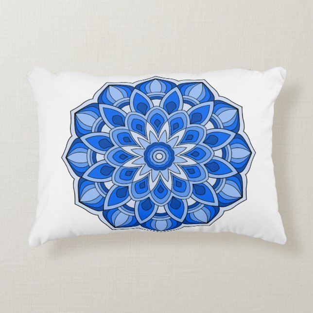 Almofada Decorativa Mandala em azul (Frente)