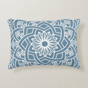 Almofada Decorativa Mandala floral azul e branca de Wedgewood